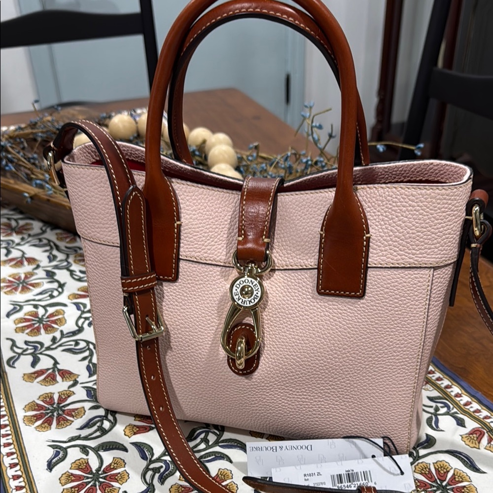 Dooney & Bourke Blush/Brown Pebble Leather Satchel